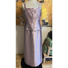 NWT Alex Evenings Long Sleeveless Mauve Shimmery Beaded Front Gown Size 14