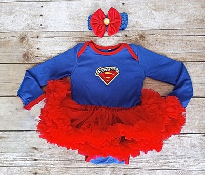 Baby Supergirl Halloween Costume, Dress Up. Infant Supergirl tutu. Super girl