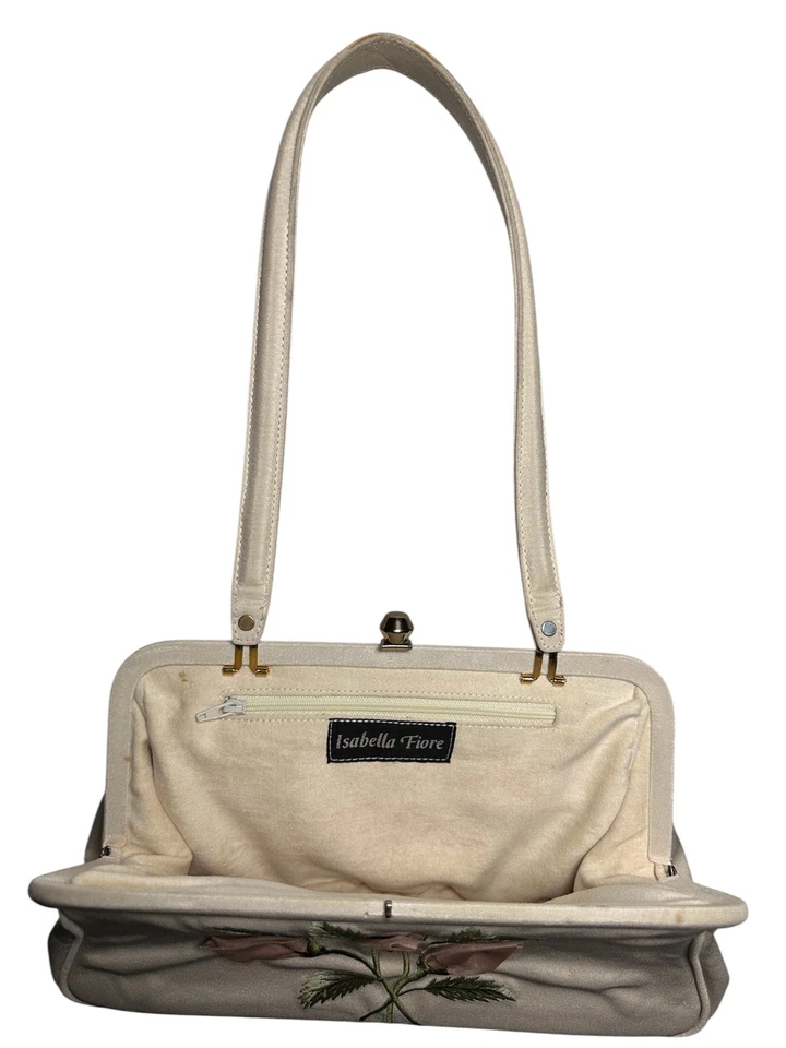 Exquisite vintage  ISABELLA FIORE Designer Bag -  Floral cream purse/handbag - Image 4 of 4