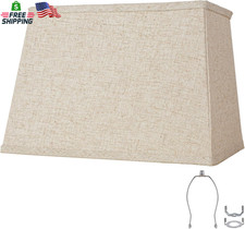 Rectangular Lampshade, Large Beige Lamp Shade, 7 X 12.5 '' X 9 X 15 '' X 9.8