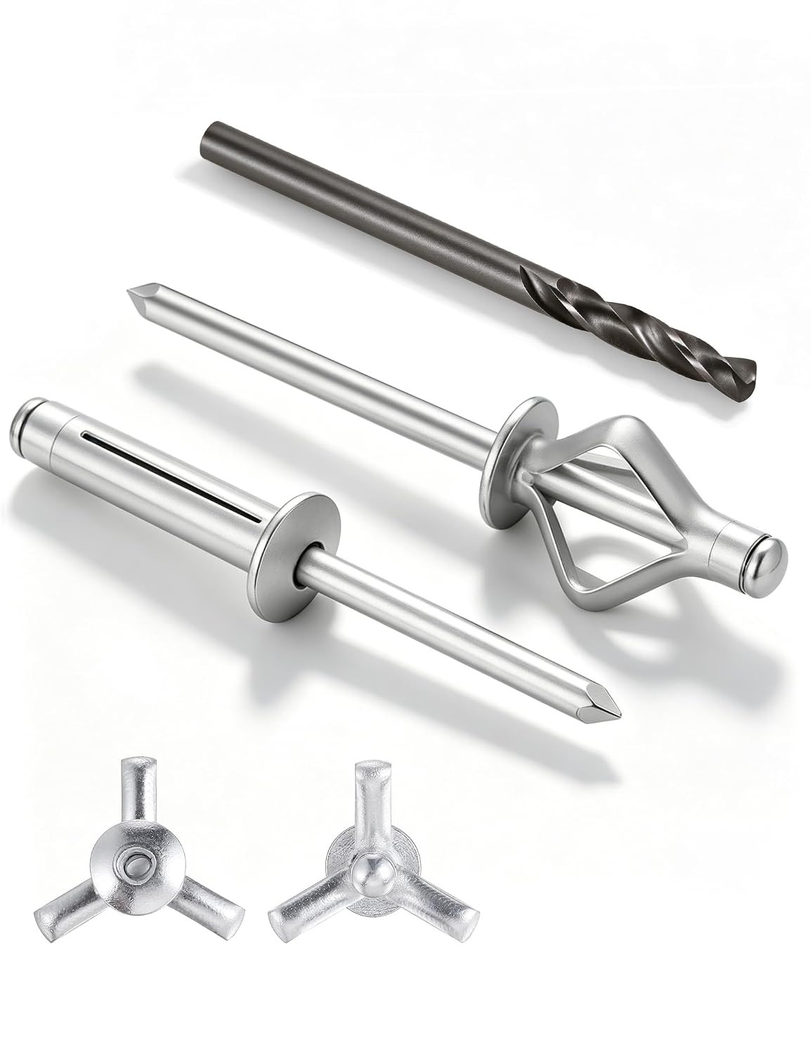 Tri-Fold Pop Rivets 1/8" X 1/2", 100 Cts High Grip Exploding Bulb Blind Aluminum