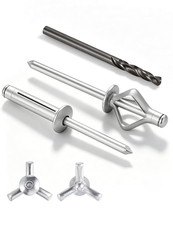 Tri-Fold Pop Rivets 1/8" X 1/2", 100 Cts High Grip Exploding Bulb Blind Aluminum