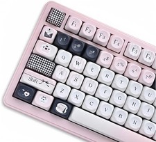 Pink and Black Keycaps,MOA Profile Cute Keycaps PBT Dye-Sub Kawaii Custom Ful...