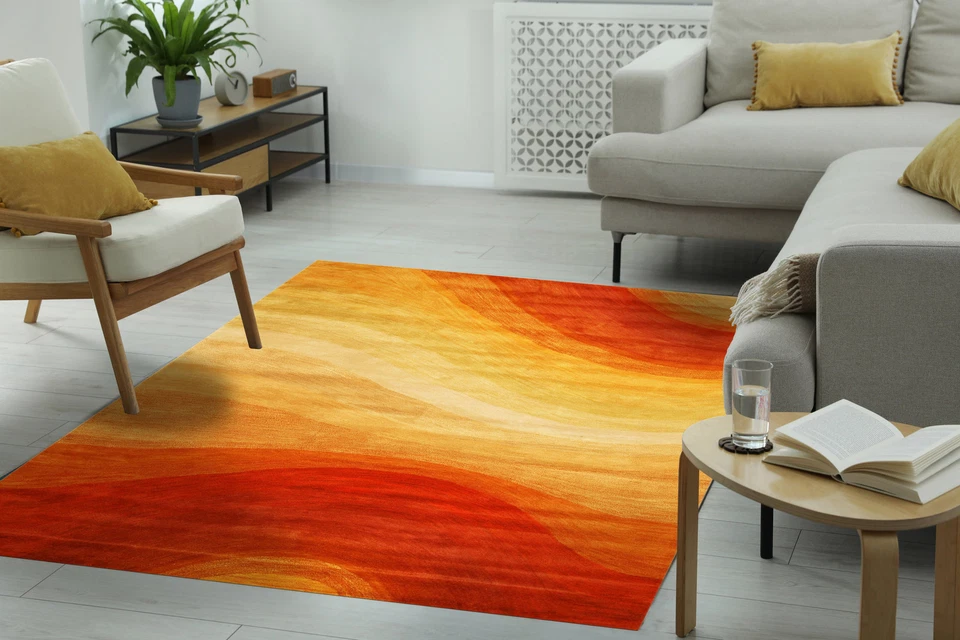 EORC UNIQUE DESIGN | WOOL ORANGE MODERN ABSTRACT DESERTLAND RUG | HAND-CRAFTED - Image 2 of 4