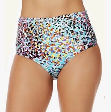 Anne Cole Sunset Dot Fold Over High Waist Shirred Bikini Bottoms SZ XL NWT