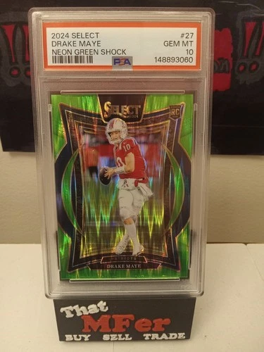 Drake Maye 2024 select concourse  Neon Green Shock Prizm /599 (RC) Psa10 #27