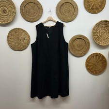 NEW Talbots Black Scalloped Trim V-Neck Sleeveless Short Dress Plus Size 22W