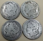 Lot of 4 Cull Morgan Silver Dollars 1880 1886 1897 1900 $1 US Silver Coins