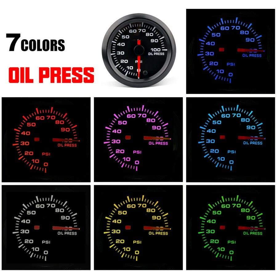 0-100 PSI Range Oil Pressure Gauge LED Display 2 Inches 52MM 7 Colors Optional - Image 4 of 4