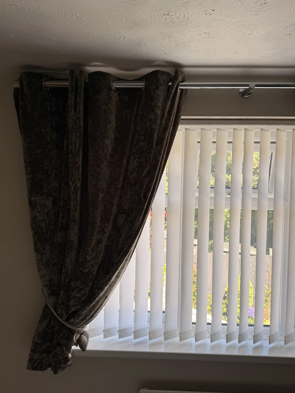 Dunelm Taupe Crushed Velvet Thermal Blackout Curtain PR 228x137cm 90x 54”Eyelet