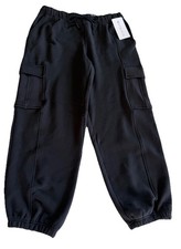 Athleta Heavyweight Terry Cargo Jogger Sweatpants Women s Large Black New NWT