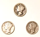 New ListingSilver Mercury dimes lot (1916, 1925, 1939)