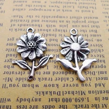 30PCS Red Copper Tone Alloy Flower Charm Pendant, Sunflower GGG08