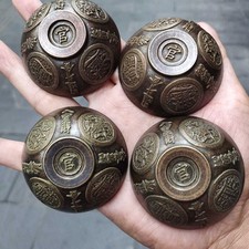 4Pcs Collectible Brass Relief Cups Bowls Home Decor Bowls and Ornaments