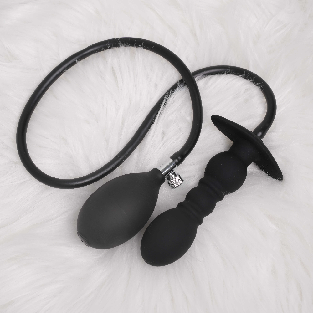 Inflatable Huge Dildo Pump Anal Butt Plug Metal Ball Prostate Men Women Sex  Toys