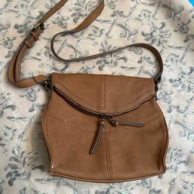 Chic Brown Faux Leather Crossbody Bag