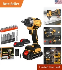 High Torque Brushless Cordless Impact Driver with 2 Batteries & Speed Control