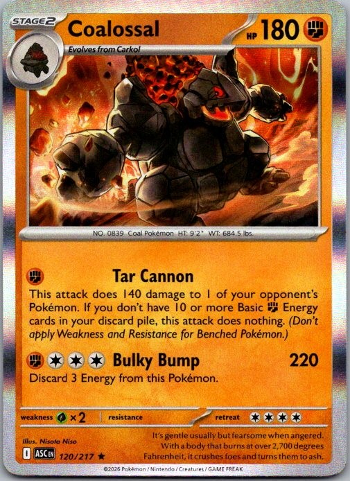 Coalossal 120/217 Rare Ascended Heroes Pokemon Holo Near Mint