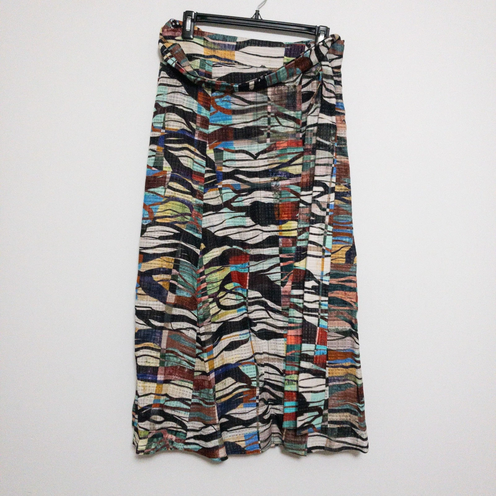 Marie Oliver Estine Artsy Linen Blend Wrap Skirt Womens S Multicolor Prism New