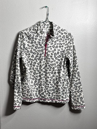 Danskin Now Girls Half Zip Fleece Cheetah Print Sweater Size XL(14/16)