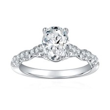 1Ct Oval Cut VVA1/D Moissanite Solitaire Engagement Ring 925 Sterling Silver