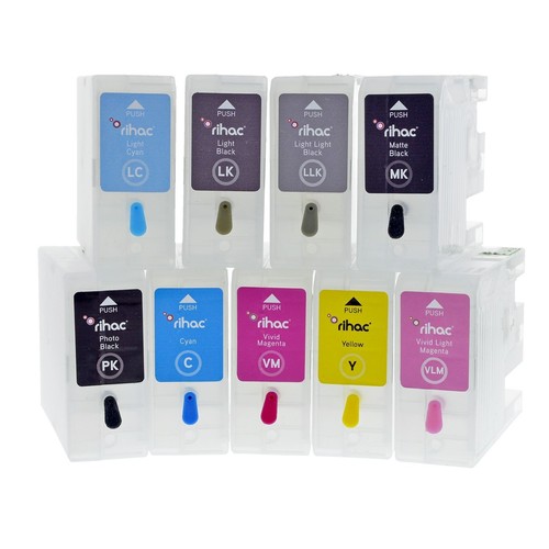 9 Rihac Refillable cartridges for Epson Stylus 3880 T5801 T5809 Cartridge VLM/VM - Picture 2 of 4