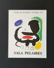 Joan Miro Sala Pelaires Exhibition Poster Print Matted Offset Lithograph 1980