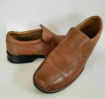 Clarks Men’s 10 Tan Leather Slip-On Loafers Clarks Mens Shoes Tan Leather Penny Loafers Size 10 1/2 M | eBay main image 2