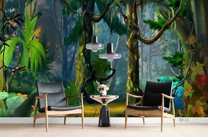 3D Hand Drawn Green Forest Tree Self-adhesive Removable ...