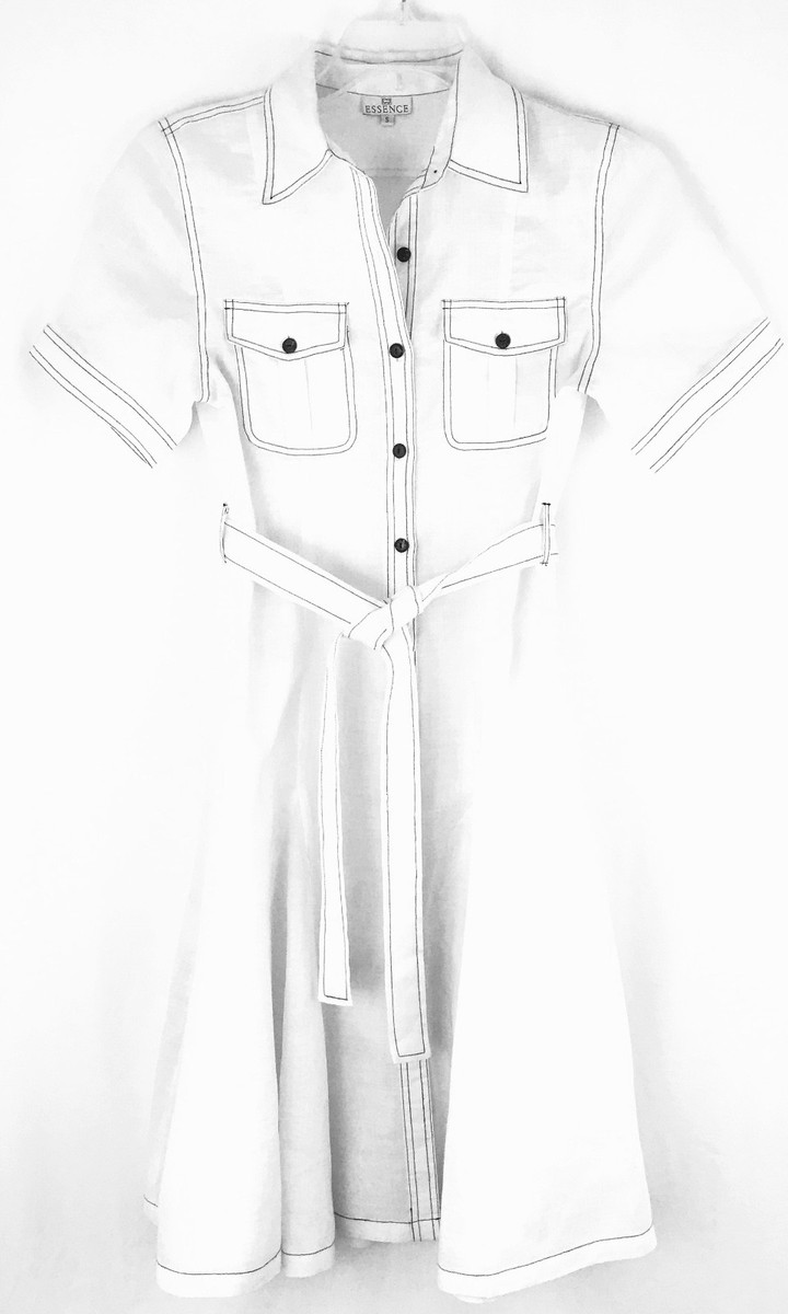 Women's 100% White Linen Dress with belt Size Small | eBay Women's 100% White Linen Dress with belt Size Small | eBay