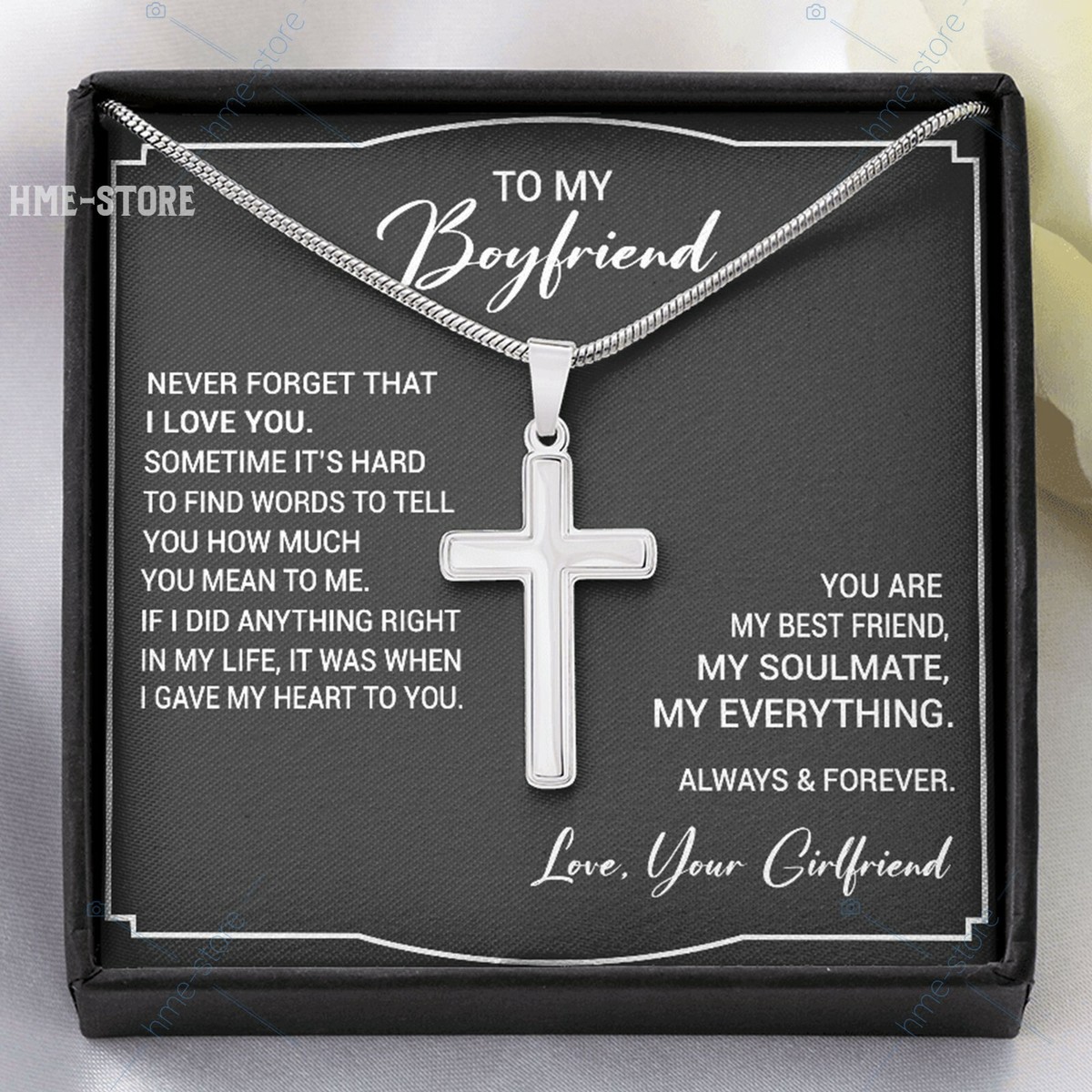 To My Boyfriend Christian Cross Necklace Jewelry Gifts For Men