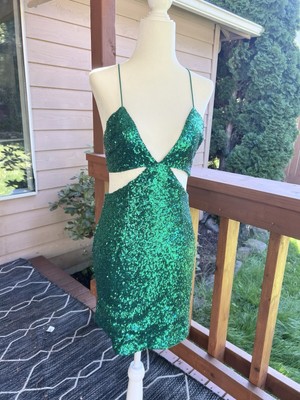 NWT HELLO MOLLY Wanna Know How You Feel Dress Green Bodycon Sequin Size Medium 6