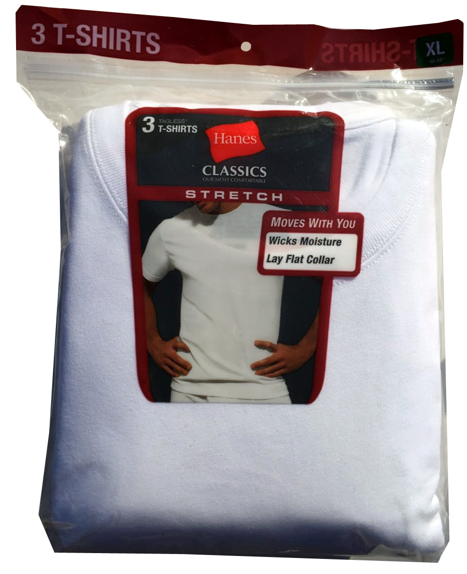 Hanes® Men's STRETCH White CrewNeck Tshirt 3Pack "TAGLESS & MOVES WITH YOU" eBay