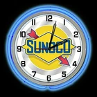 19" Sunoco Oil Vintage Sign Double Blue Neon Clock Gasoline Gas Man Cave Garage