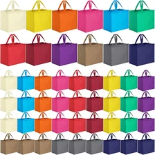 48 Pack Reusable Grocery Bags 13'' L X 9.4'' W X 15'' H Large Foldable Shopping