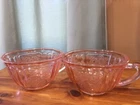 Anchor Hocking Mayfair Open Rose Pink Depression Glass Square Cup 2-1/8" vintage
