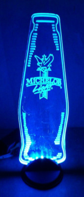 Vintage Michelob Light Beer Transparent Blue Lighted Bottle Figure