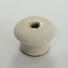 Small 1 1/8" Vintage White Porcelain Drawer Knob Round Ceramic Pull Cabinet