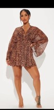 Fashionnova Cheetah Print Tunic Swim Cover Up Dress Wanderlast Calling M
