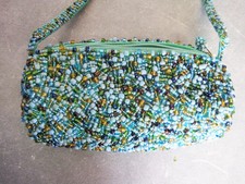 Irridescent Turquoise Blue Beaded Evening Bag Date shoulder bag