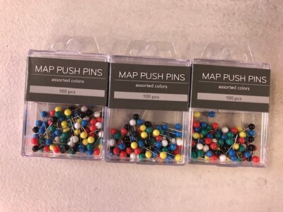 U Brands Map Push Pins, Plastic Head, Steel Point, Assorted Colors, 300-Count 