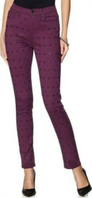DG2 Diane Gilman Virtual Stretch Novelty Skinny Jean Deep Plum 4 T 634193 New