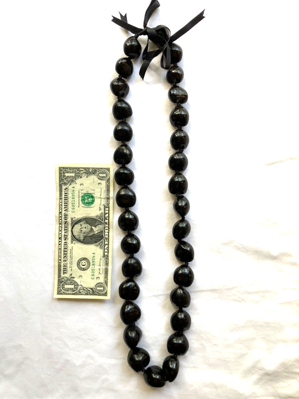 NEW Black Kukui Nut Lei Necklace Hawaiian Wedding Graduation