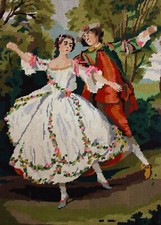 Finished Paris Tapestry Needlepoint Victorian Couple COMPLETED 20"x 25" France
