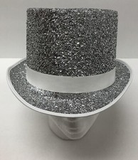 Silver Lame Top Hat Dane Party Fancy Dress Up Halloween Adult Costume Accessory