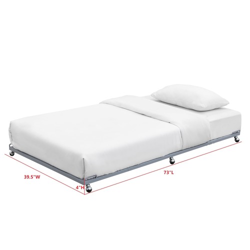 Kings Brand Furniture Twin Size Metal Trundle - Roll Out Bed Frame (Grey) - 第 4/5 張圖片