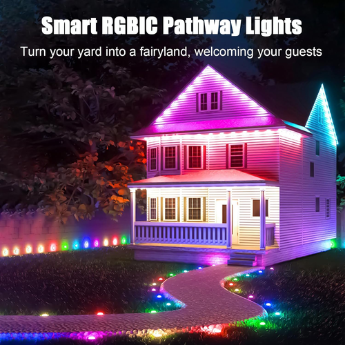 Outdoor Ground Lights 15 Pack, Patio Decorations, 32.8FT Smart RGBIC Pathway Lig - Picture 2 of 12