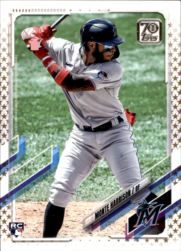 2021 Topps Gold Star #126 Monte Harrison RC Miami Marlins