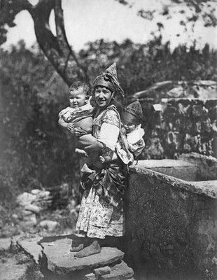 Young Jewish Woman With Her Two Children Algeria 1920 OLD PHOTO