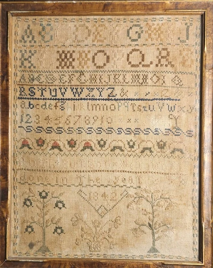 Antique 1842 Child Needlework Sampler Alphabet Number Floral Pattern Ruth Barson - Image 4 of 4